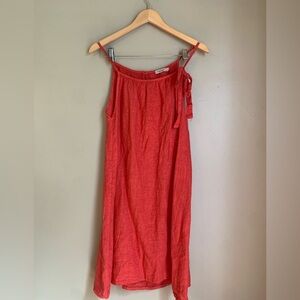 Lungo LArno Dress Womens small Neutral 100% Linen Midi European Vacation Resort